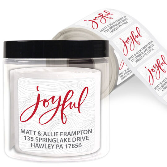 Joyful Square Address Labels in a Jar